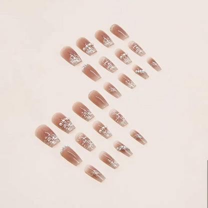 Chic Pink Ballet Press-On Glossy Finish Nails with Pearls & Glitter image 2
