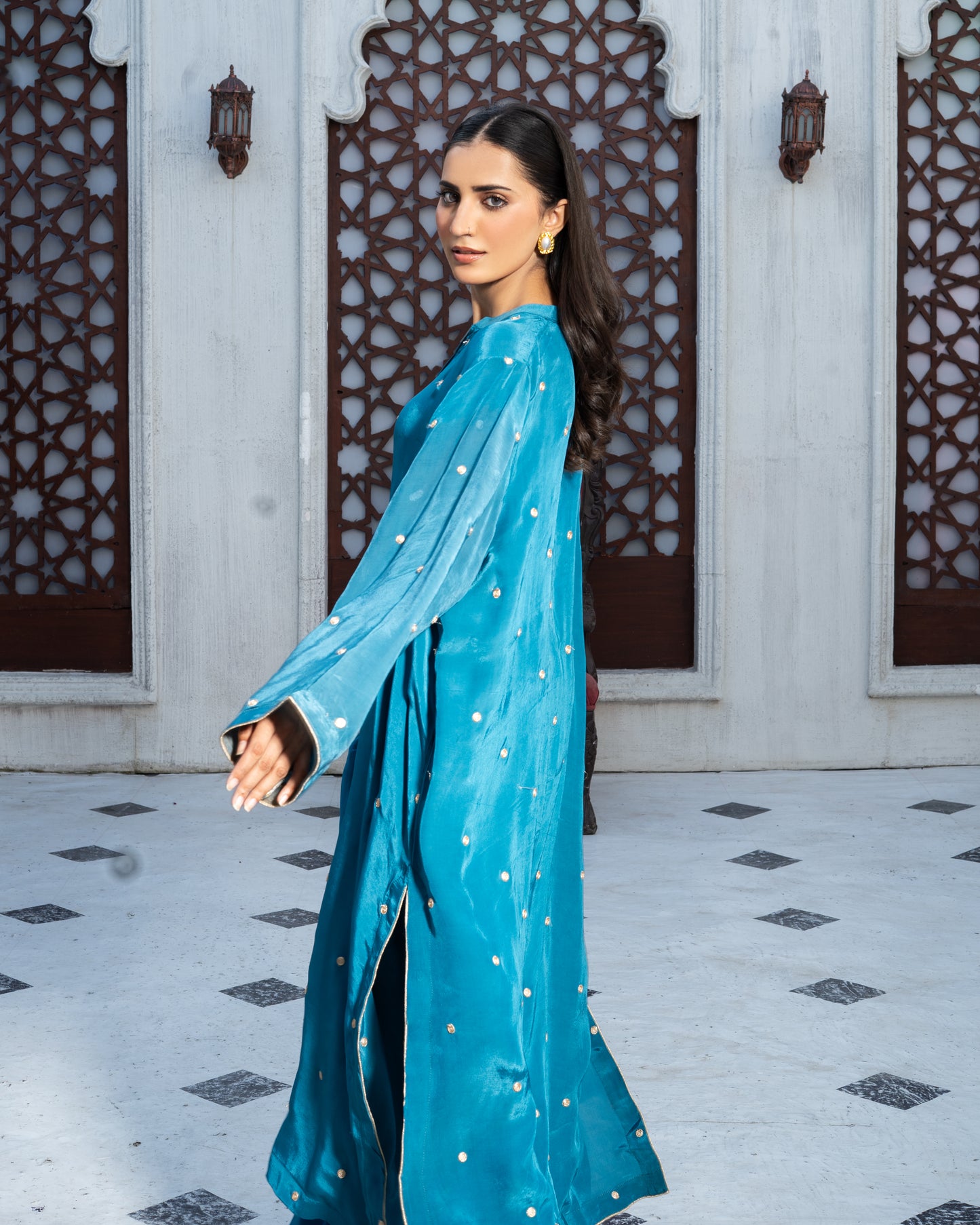 Teal Grace Embellished Suit
