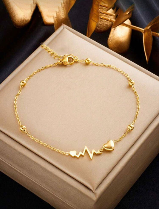 Heartbeat Love Anklet – Stainless Steel Heart Design
