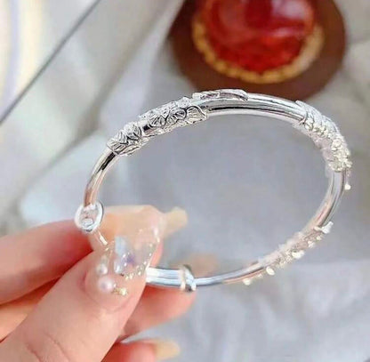 Vintage Floral Silver Bracelet – 925 Silver
