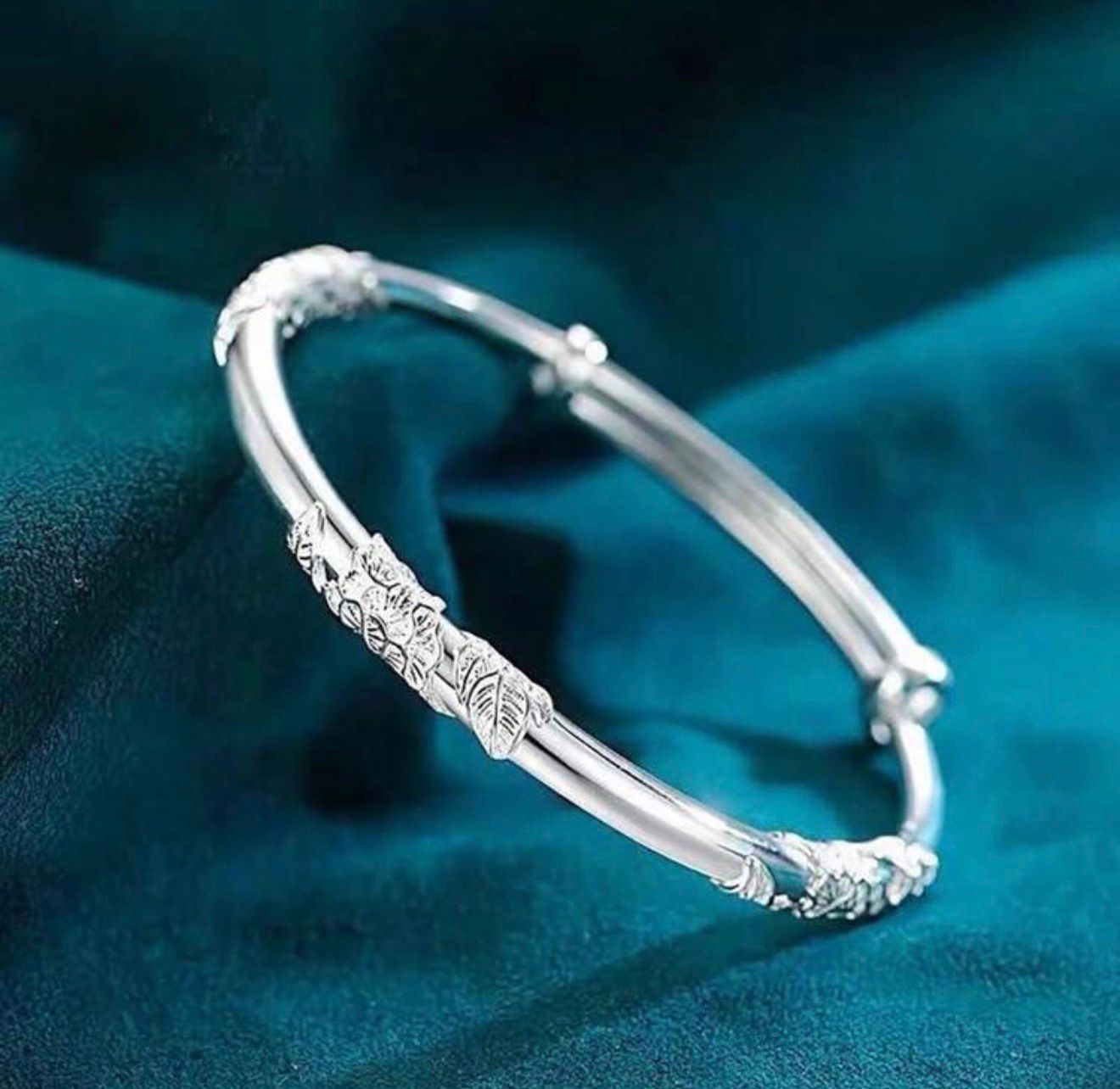 Vintage Floral Silver Bracelet – 925 Silver