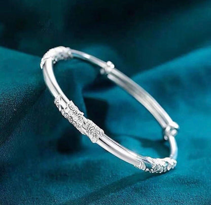 Vintage Floral Silver Bracelet – 925 Silver