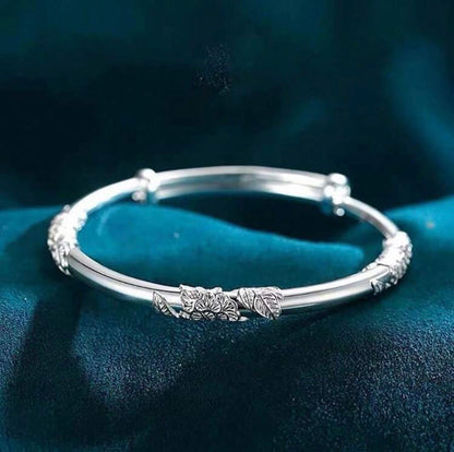 Vintage Floral Silver Bracelet – 925 Silver