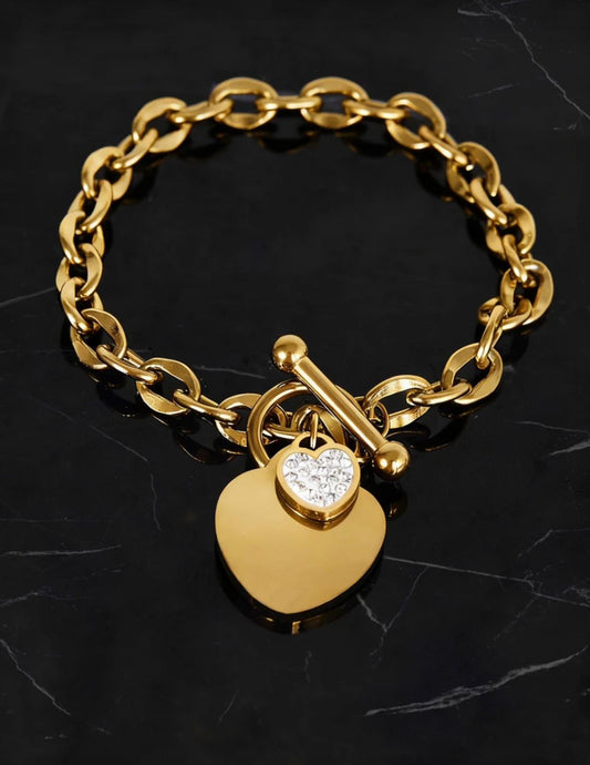 Stainless Steel Heart Charm Bracelet