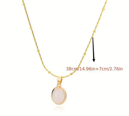 Oval Stone Pendant Necklace