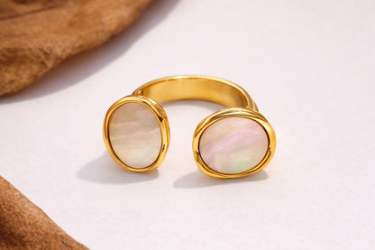 Elegant Gold Finish Mother of Pearl Statement Ring
