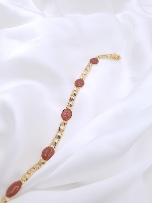 Ruby Oval Link Gold Plated Bracelet