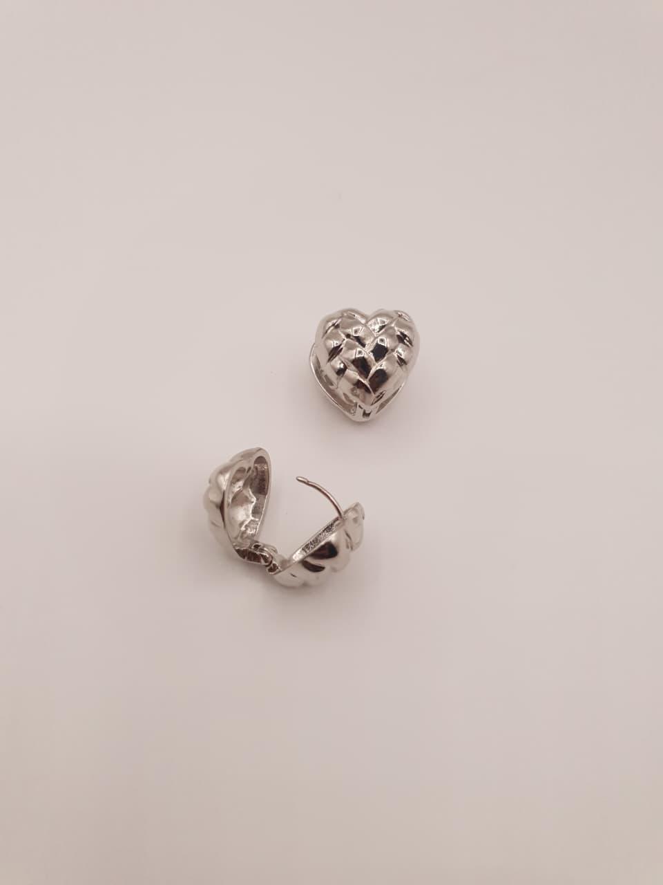 Quilted Heart Huggie Earrings