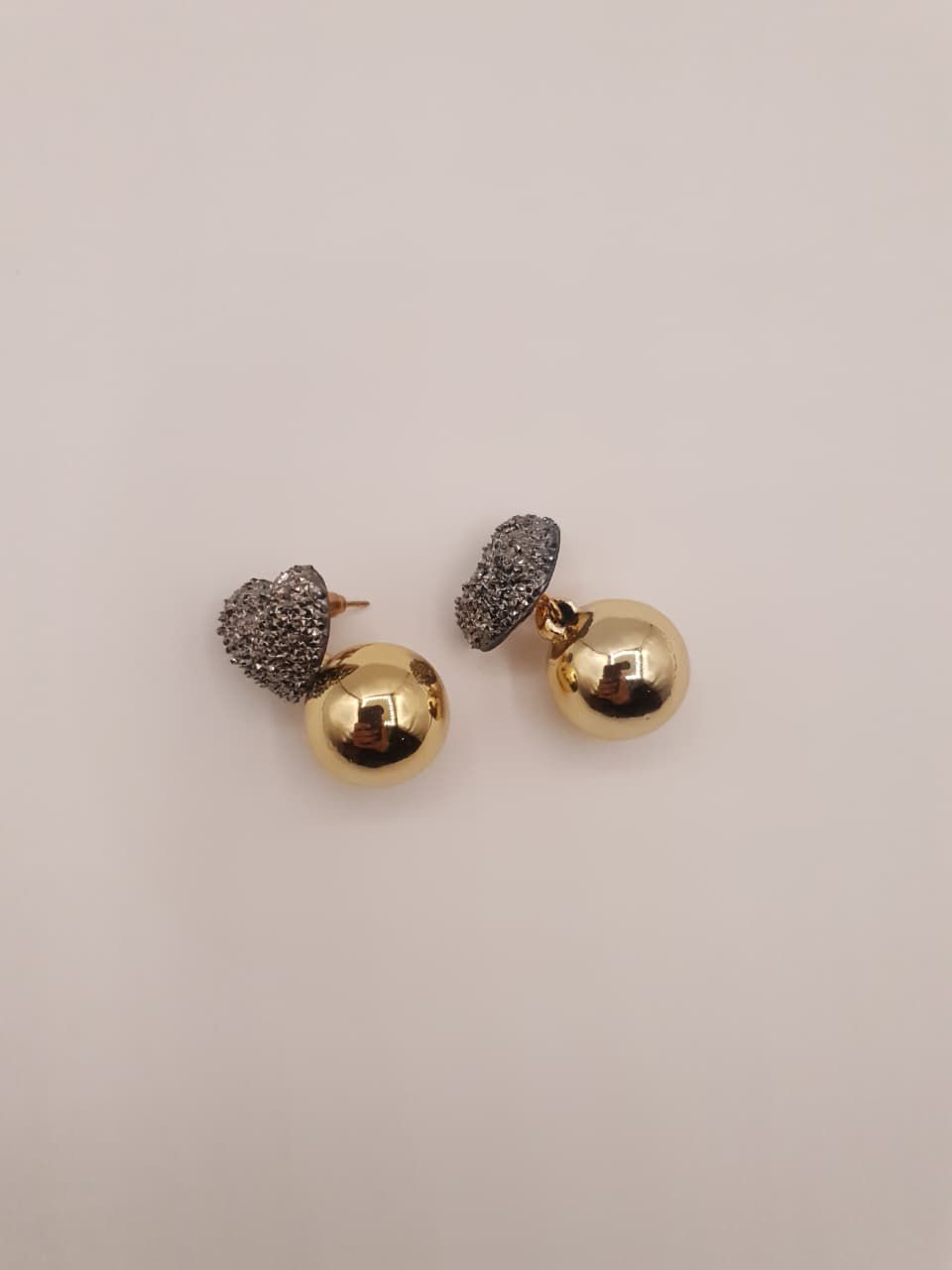 Heart & Gold Sphere Stud Earrings