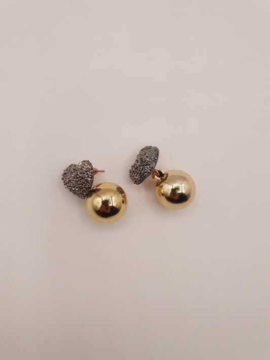 Heart & Gold Sphere Stud Earrings