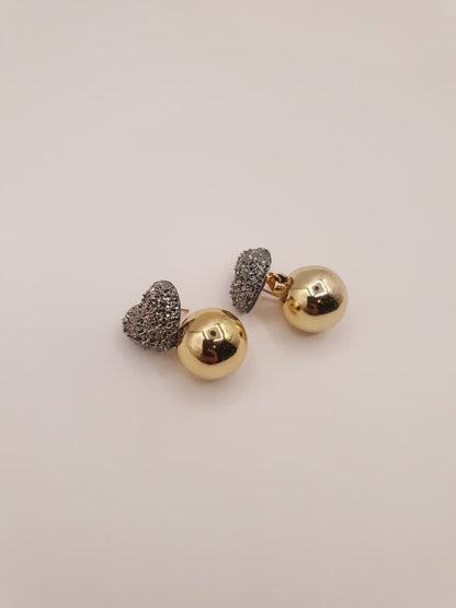 Heart & Gold Sphere Stud Earrings