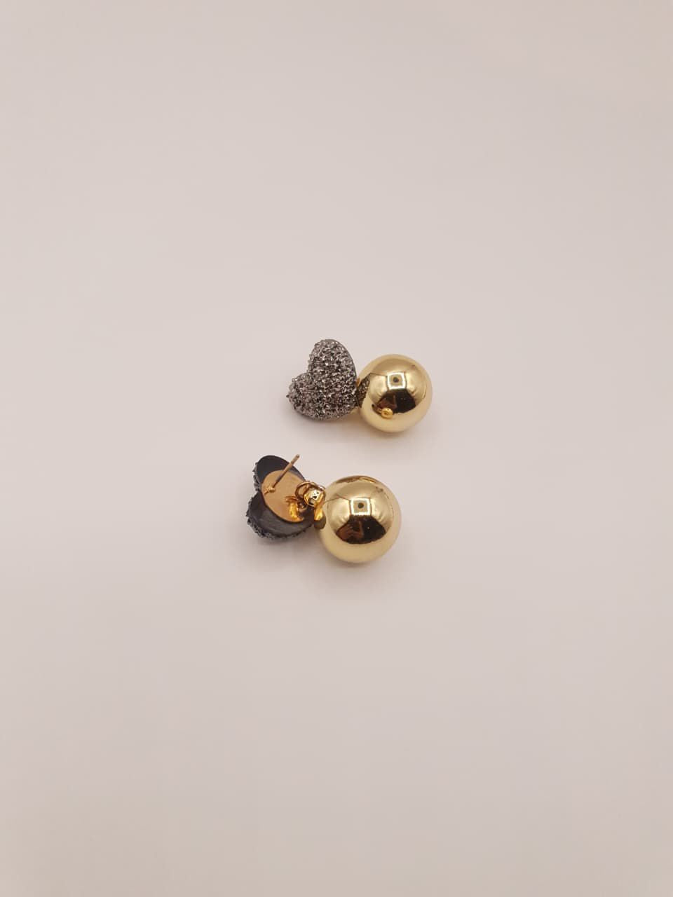 Heart & Gold Sphere Stud Earrings