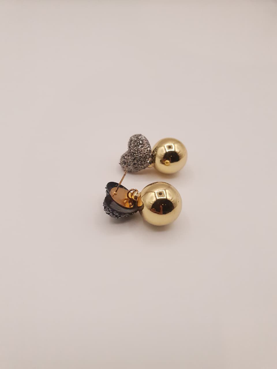 Heart & Gold Sphere Stud Earrings