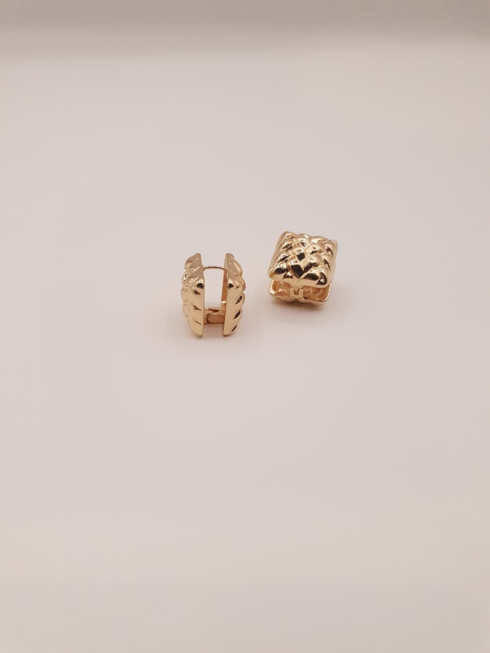 Quilted Square Huggie Earrings
