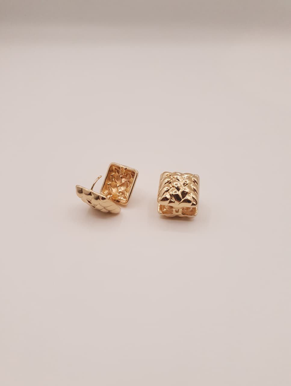 Quilted Square Huggie Earrings