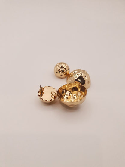 Hammered Dual Dome Drop Earrings&nbsp;