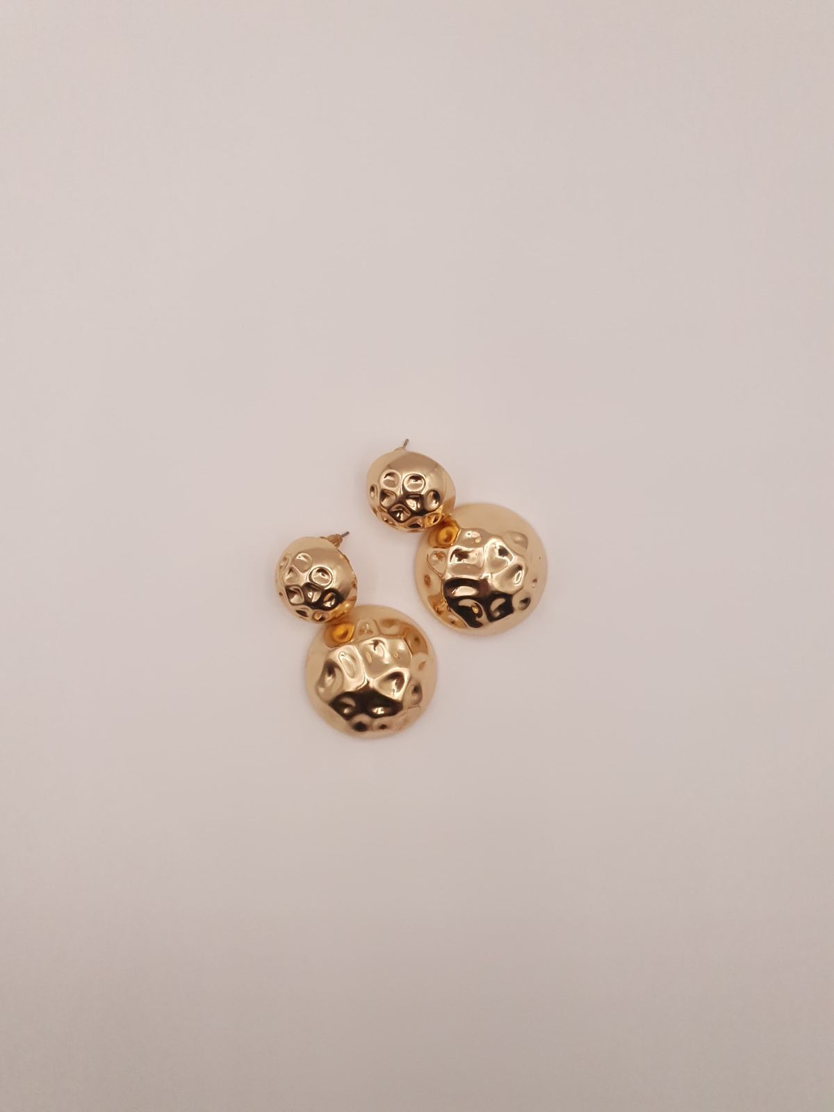 Hammered Dual Dome Drop Earrings&nbsp;