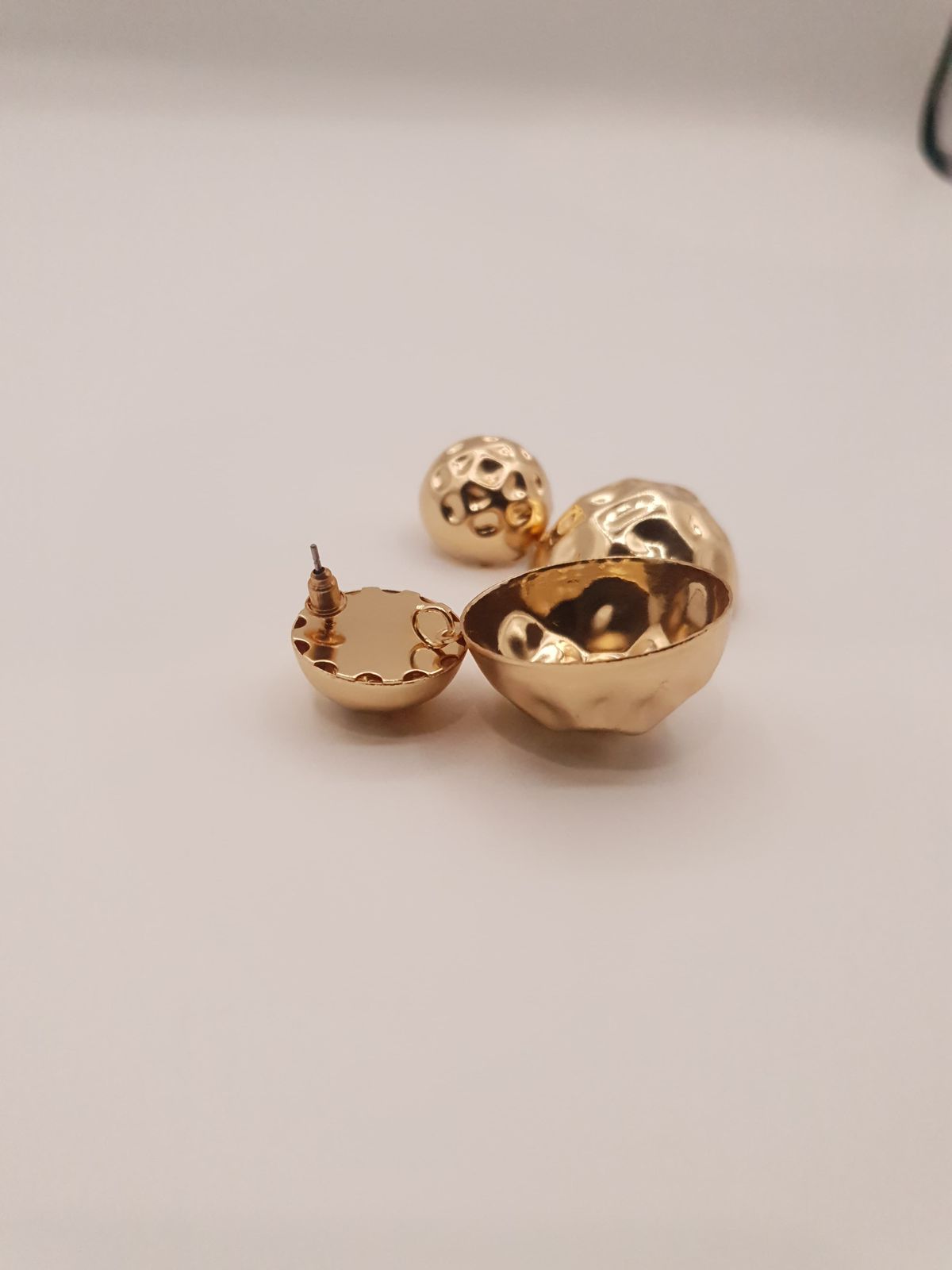 Hammered Dual Dome Drop Earrings&nbsp;
