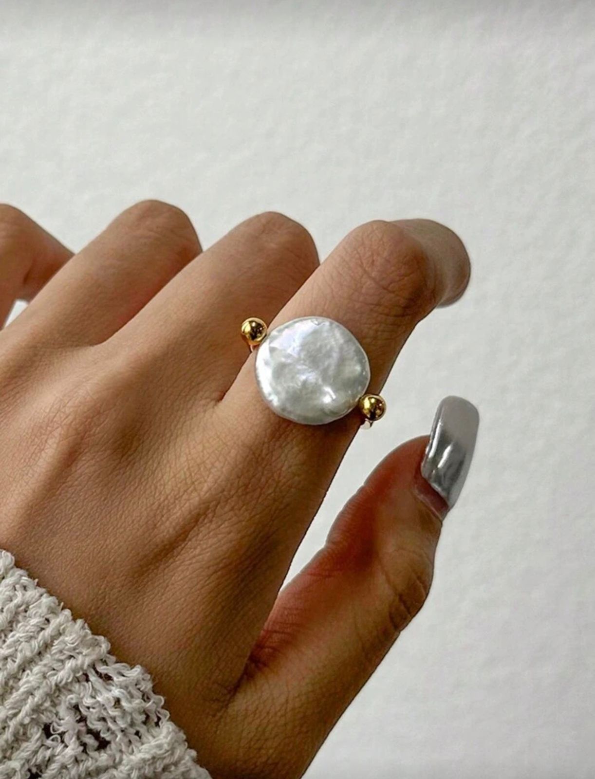 Gold Textured Square Ring