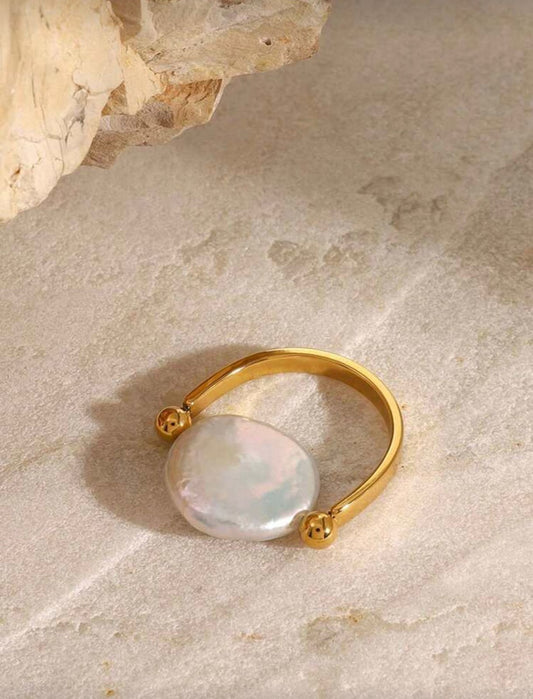 Gold Textured Square Ring