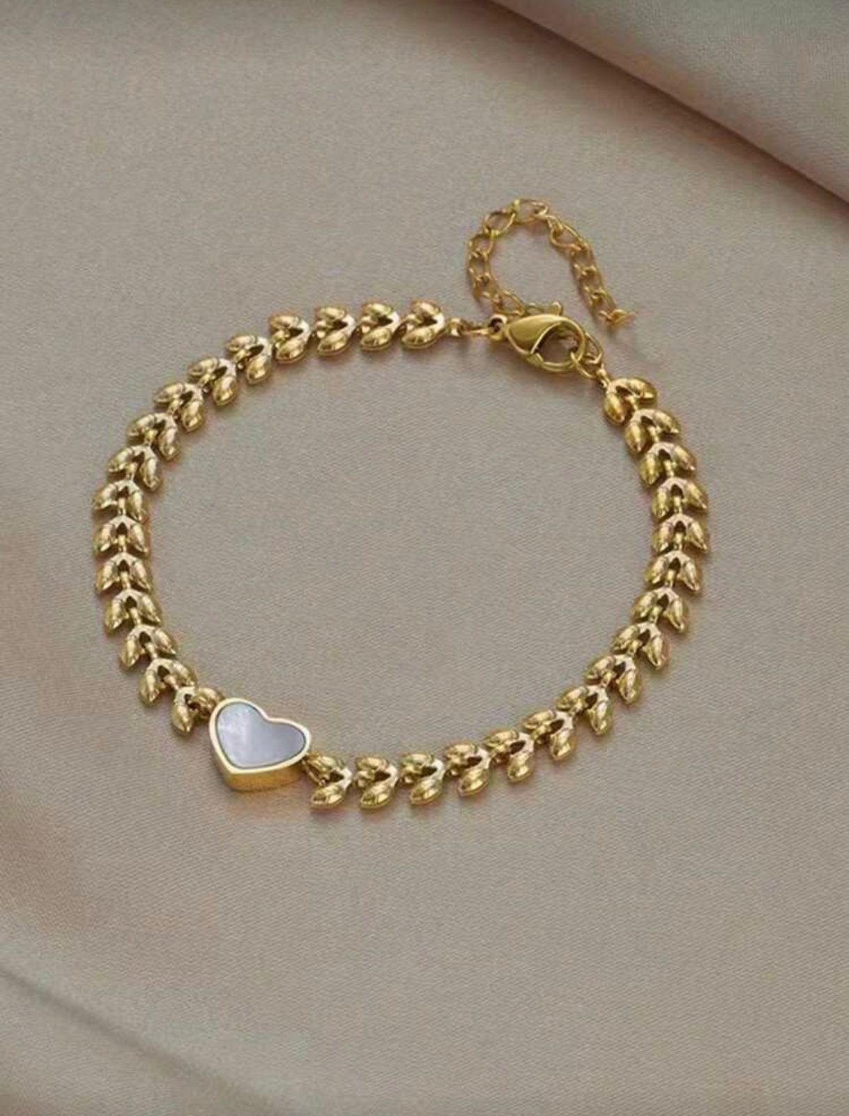 Golden Heart Leaf Chain Bracelet