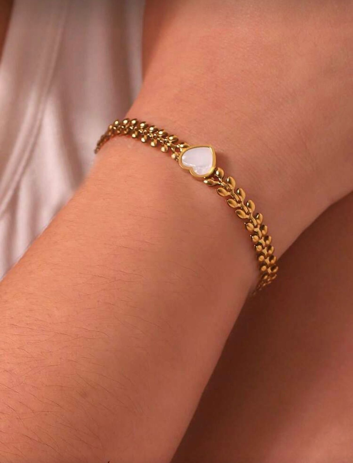 Golden Heart Leaf Chain Bracelet