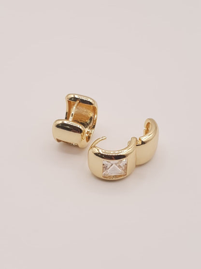 Gold-Tone Crystal Huggie Hoop Earrings