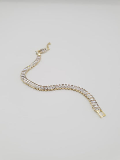 Gold-Tone Baguette Crystal Tennis Bracelet
