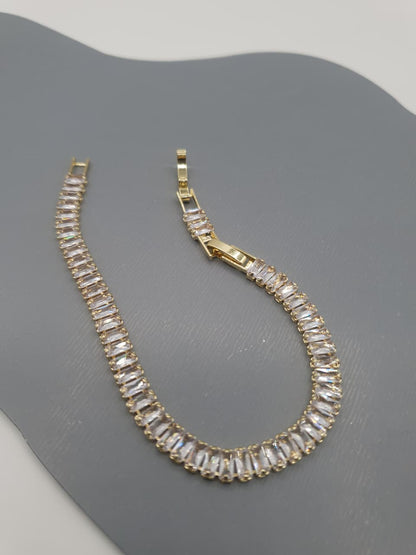 Gold-Tone Baguette Crystal Tennis Bracelet