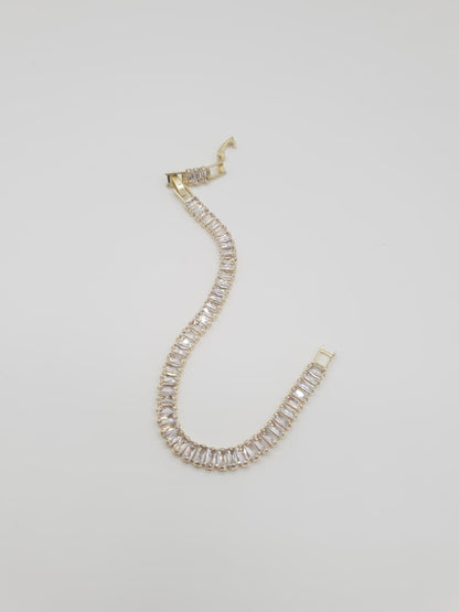 Gold-Tone Baguette Crystal Tennis Bracelet