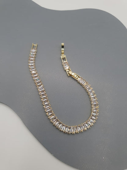Gold-Tone Baguette Crystal Tennis Bracelet