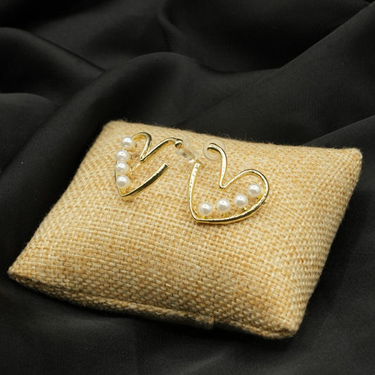 Pearl-Studded Heart Shape Earrings