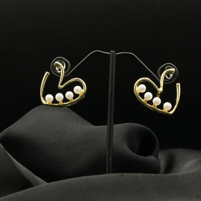 Pearl-Studded Heart Shape Earrings