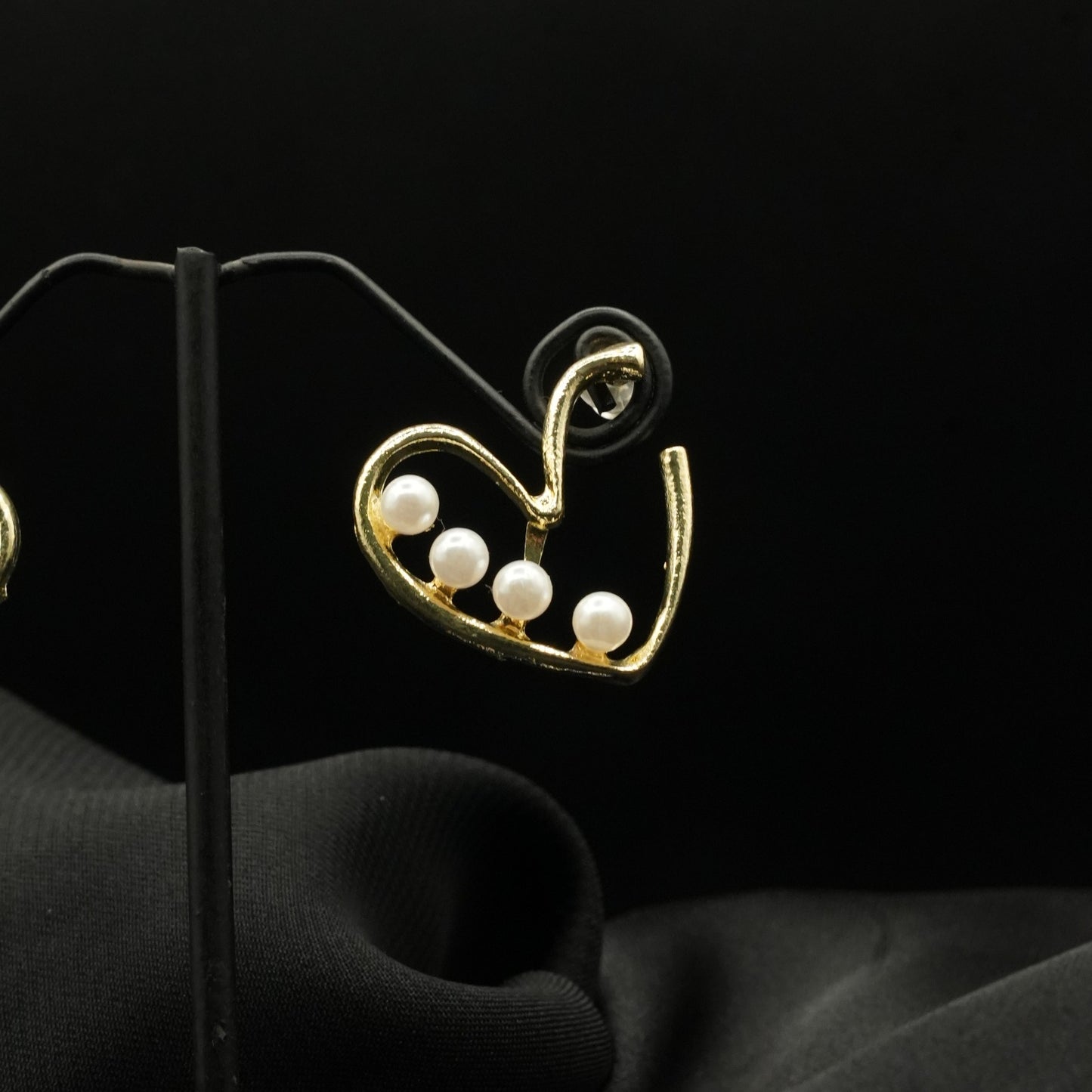 Pearl-Studded Heart Shape Earrings
