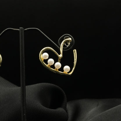 Pearl-Studded Heart Shape Earrings