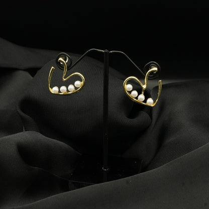 Pearl-Studded Heart Shape Earrings