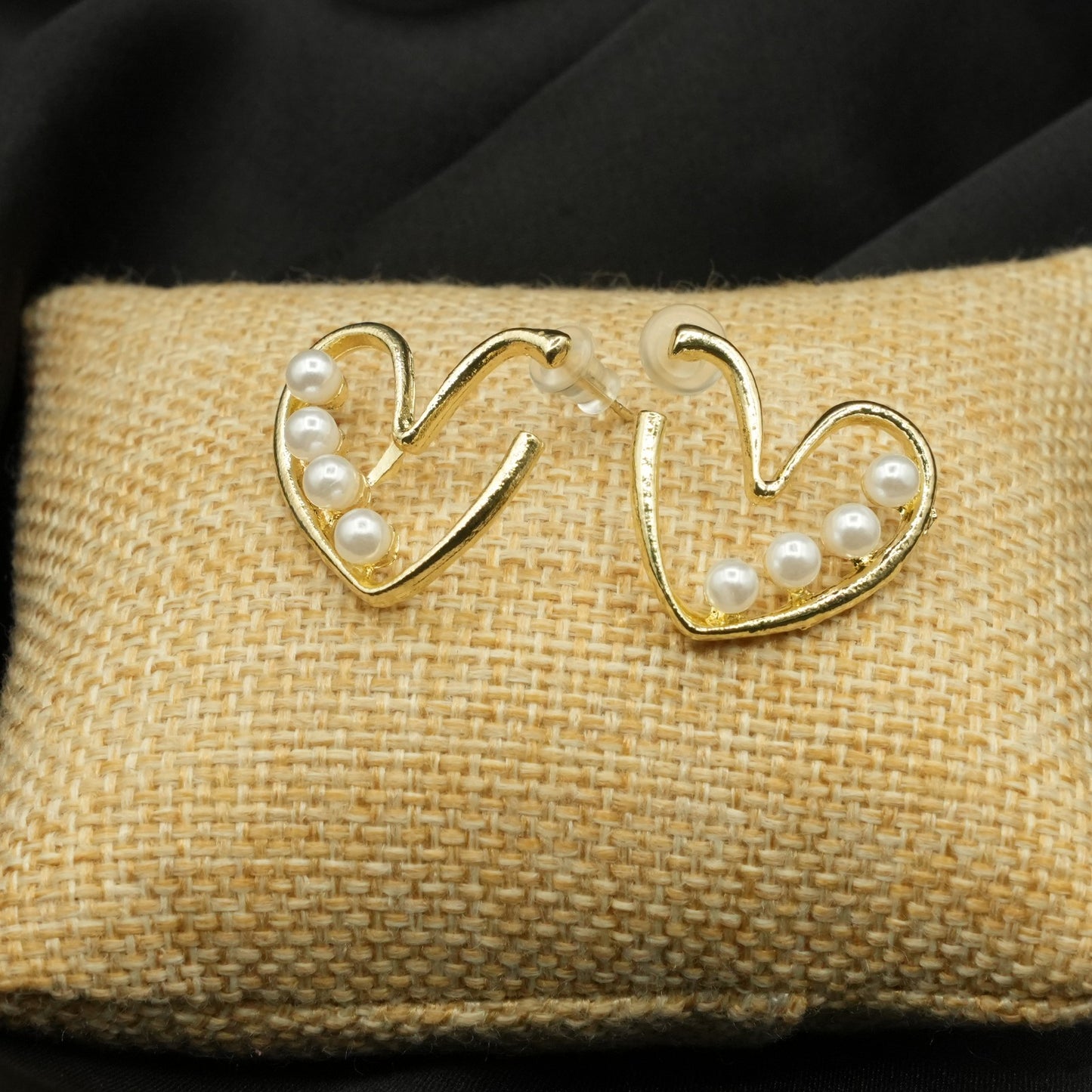 Pearl-Studded Heart Shape Earrings