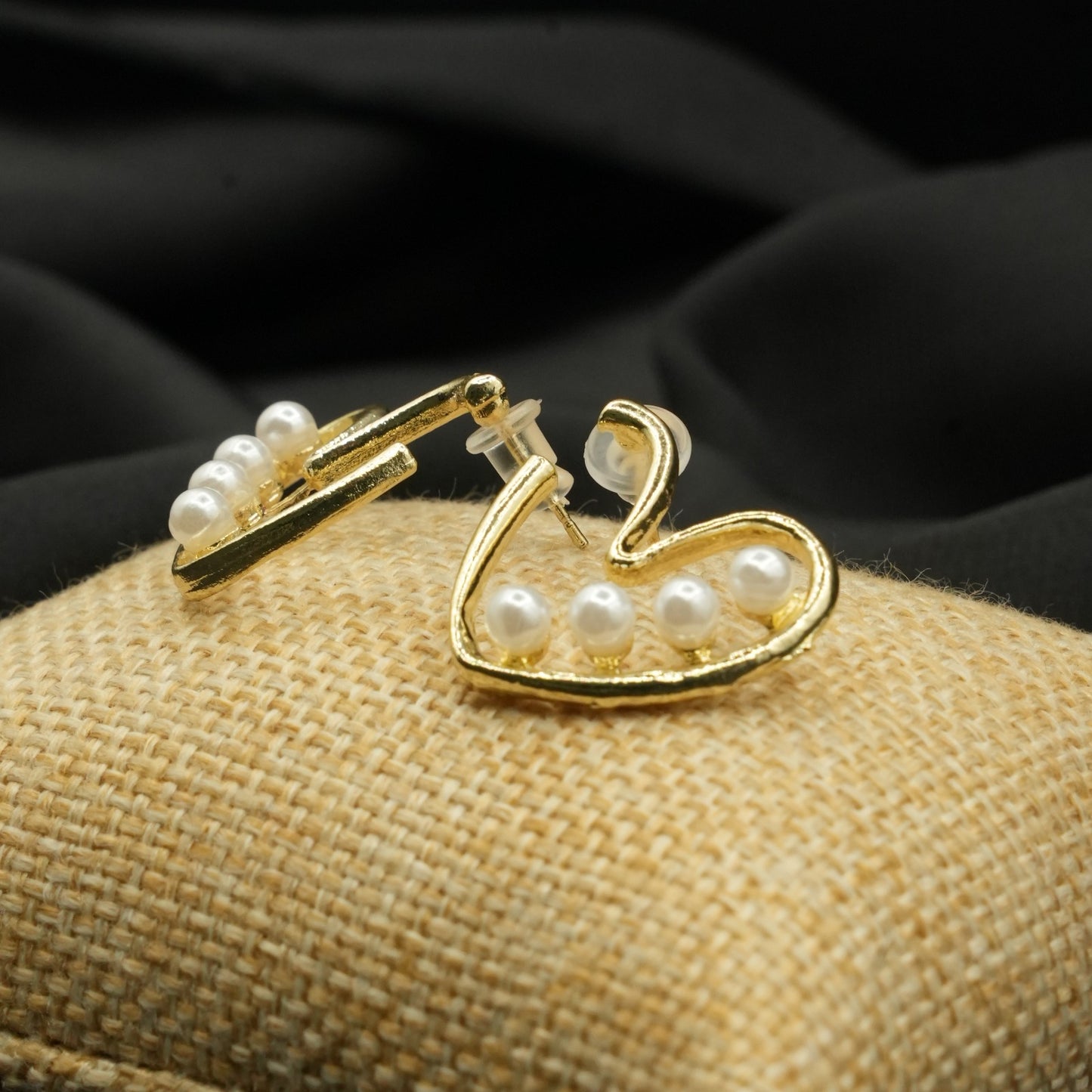 Pearl-Studded Heart Shape Earrings