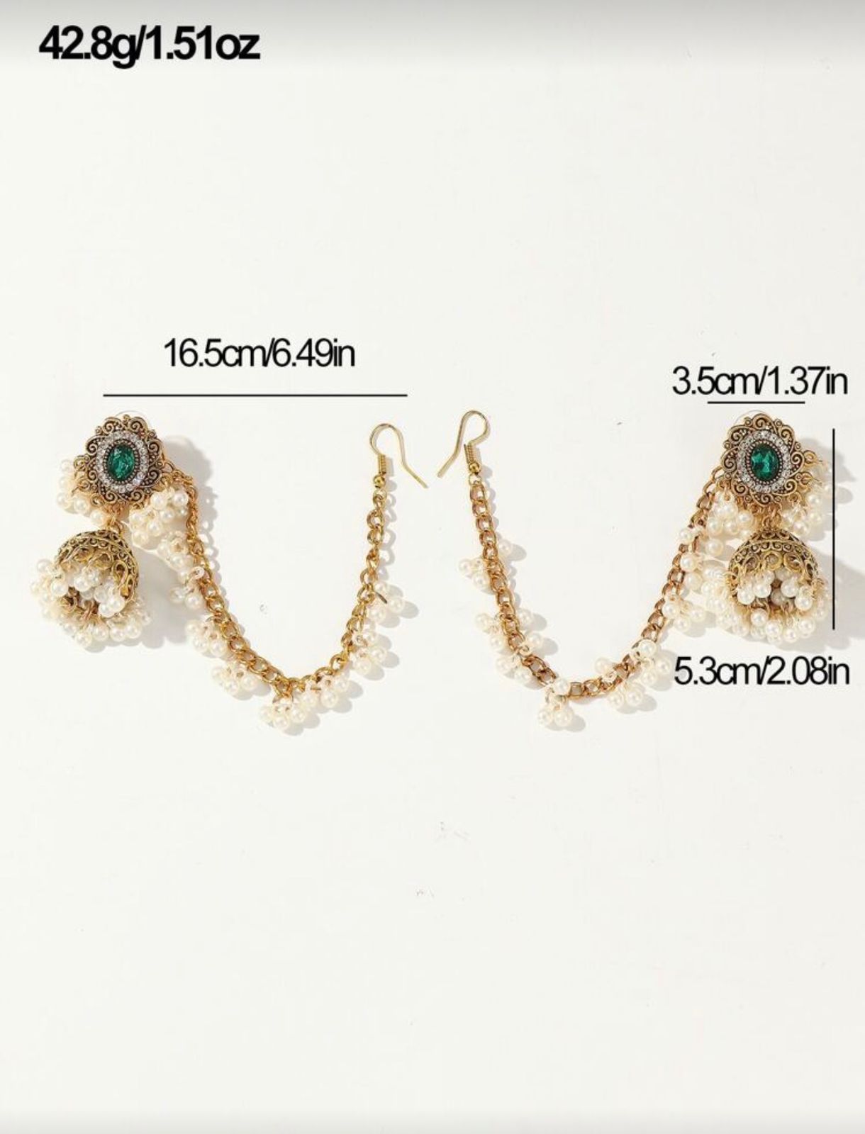 Emerald Pearl Sahara Jhumka Earrings – Antique Gold
