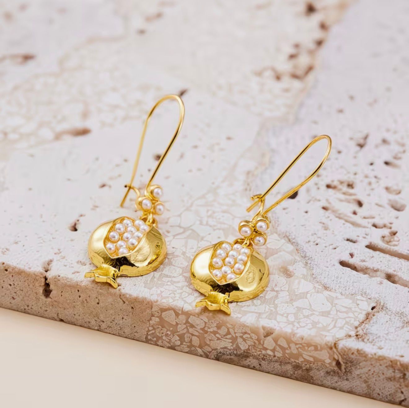 Pomegranate Pearl Drop Earrings