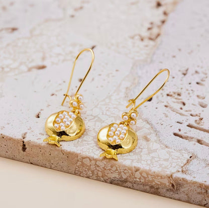 Pomegranate Pearl Drop Earrings