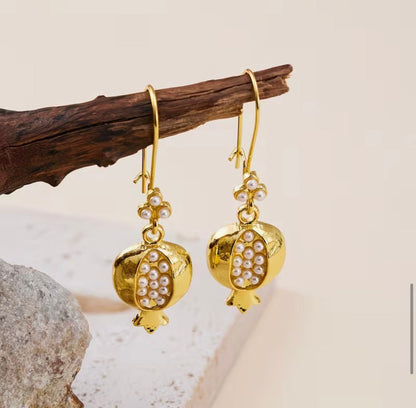 Pomegranate Pearl Drop Earrings