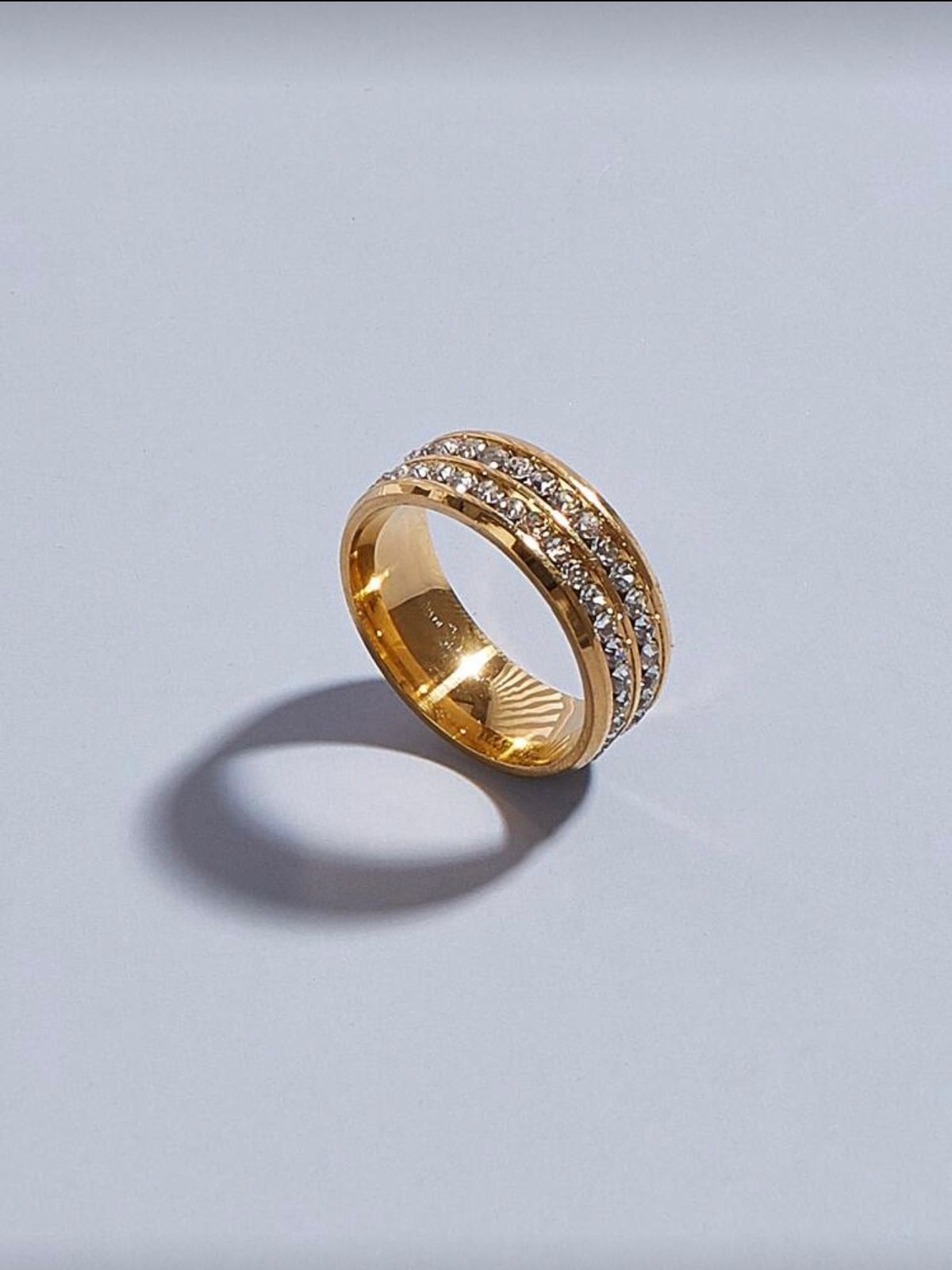 Double Row Crystal Gold Ring