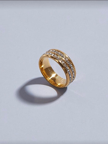 Double Row Crystal Gold Ring