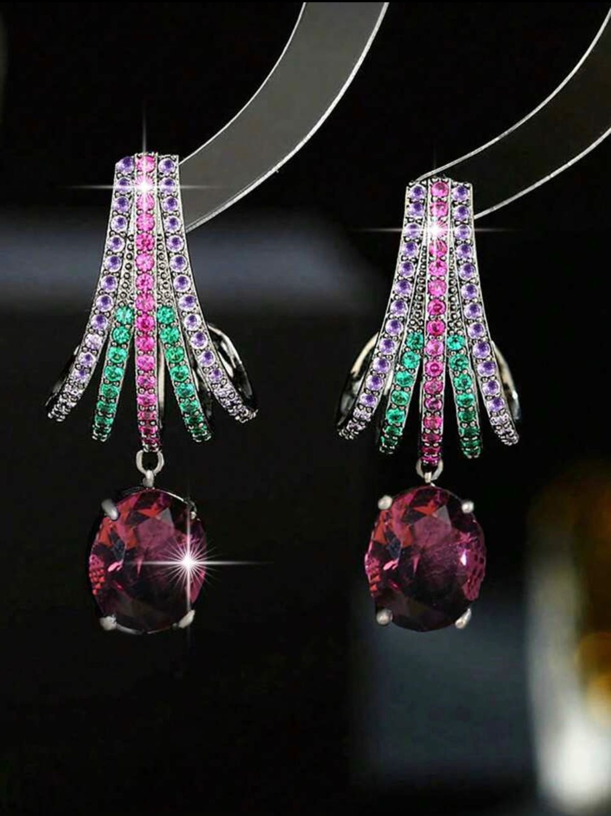 Ruby Drop Multicolor Zircon Earrings