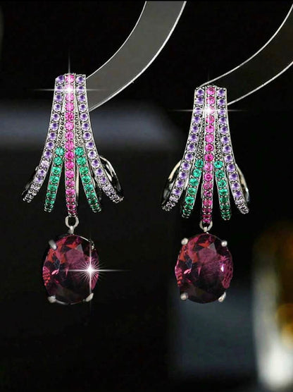 Ruby Drop Multicolor Zircon Earrings
