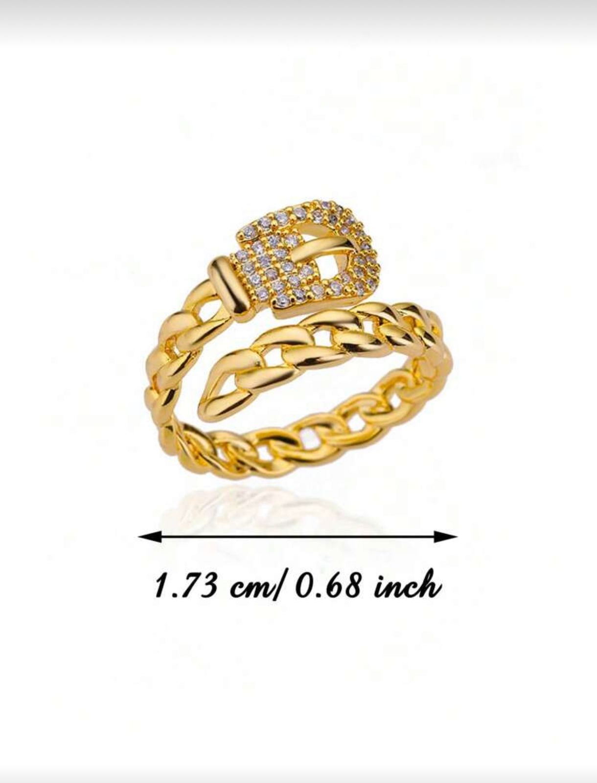 Gold Lock Chain Adjustable Ring