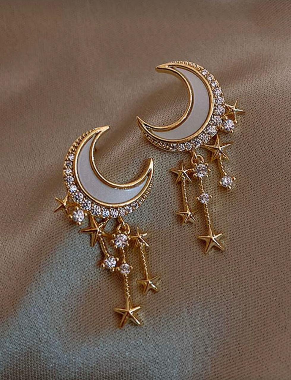 Celestial Moon & Star Drop Earring