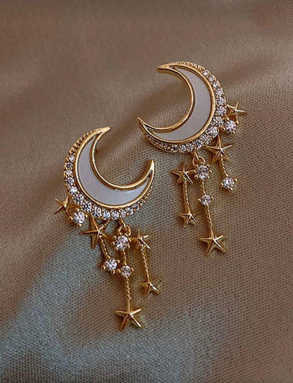 Celestial Moon & Star Drop Earring