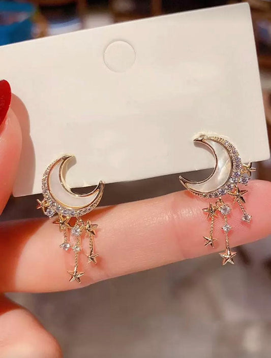 Celestial Moon & Star Drop Earring